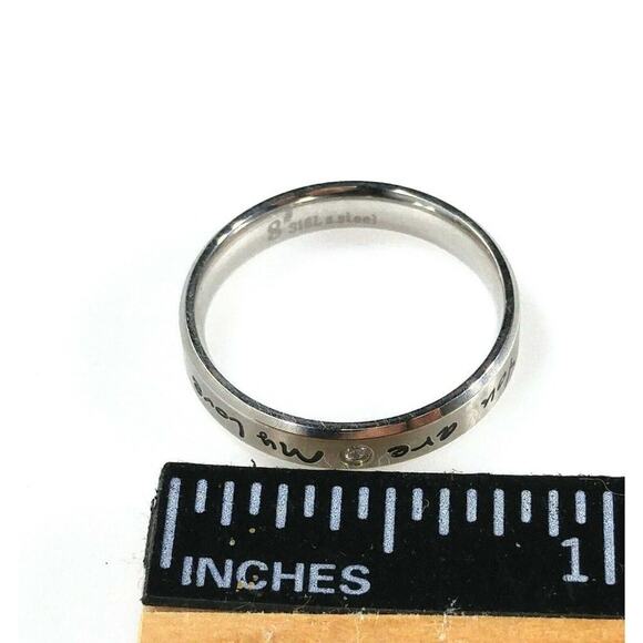 "You are my Love" CZ Stainless Steel Ring Wedding Anniversary Promise US Size 8 - Picture 9 of 11
